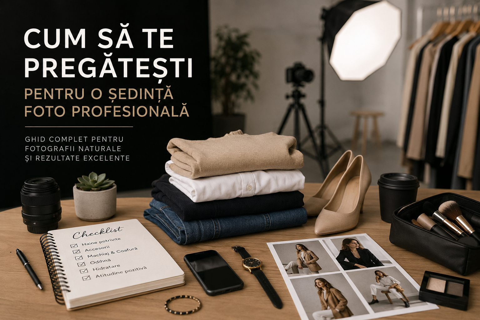 Pregătirea înainte de o ședință foto profesională în studio