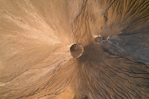 drone view of muddy volcano from romania