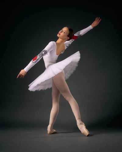 Classical ballet pose with stunning precision.