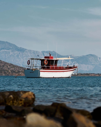 fishing boat on the coast of crete island