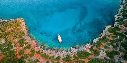 drone view of small greek gulf