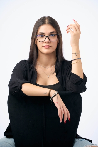 Studio portrait of a woman with professional lighting in Bucharest